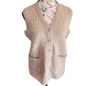 Vintage Jeevika Style Vest Women's Size S Button Beige Knit Pockets
